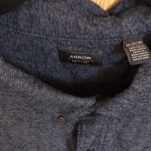 Mens plus size navy blue arrow 3XL long sleeve button up shirt - Picture 2 of 3
